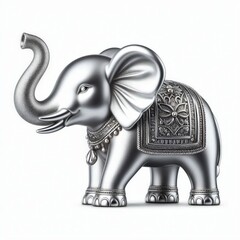 Wall Mural - silver figure elephant on a white background