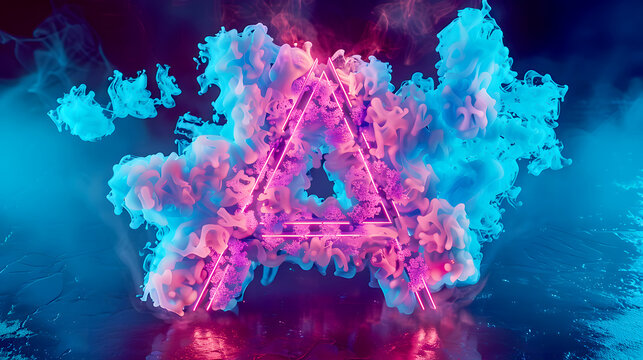 Photography of English Alphabet 3D A Letter with Glowing Neon Light Effect, Smoke Modern Design. Branding, Posters, Social Media, Websites, Marketing, Digital Art, Presentations, Merchandise