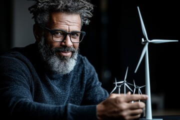 Poster - The concept of business and sustainability is discussed among multiethnic businesspeople in an organization discussing financial strategy, renewable energy projects, sustainable innovation projects,