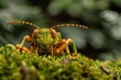 © Vii - A close-up shot of a grasshopper sitting on a mossy surface
