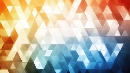 Poster - Vibrant Geometric Triangle Pattern Creating a Dynamic and Colorful Background with Gradients of Orange, White, and Blue for Modern Design Projects