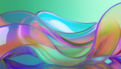 Poster - Flowing gradient transparent multilayer glass background, 3d rendering.