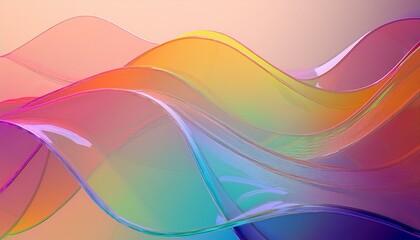Poster - Flowing gradient transparent multilayer glass background, 3d rendering.
