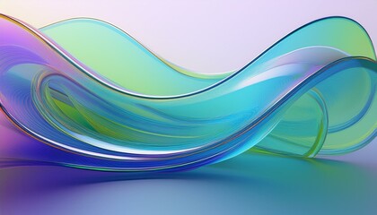 Poster - Flowing gradient transparent multilayer glass background, 3d rendering.