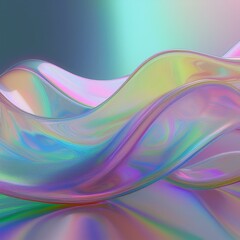 Poster - Flowing gradient transparent multilayer glass background, 3d rendering.