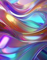 Poster - Flowing gradient transparent multilayer glass background, 3d rendering.
