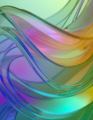 Poster - Flowing gradient transparent multilayer glass background, 3d rendering.