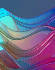 Poster - Flowing gradient transparent multilayer glass background, 3d rendering.