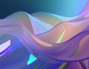 Poster - Flowing gradient transparent multilayer glass background, 3d rendering.