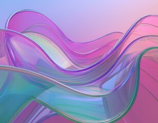 Poster - Flowing gradient transparent multilayer glass background, 3d rendering.