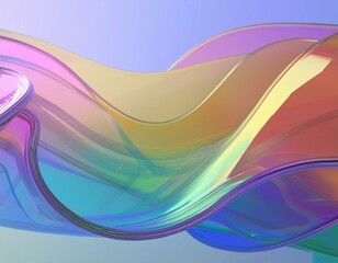 Poster - Flowing gradient transparent multilayer glass background, 3d rendering.