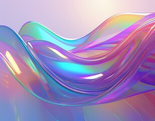 Poster - Flowing gradient transparent multilayer glass background, 3d rendering.