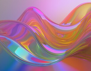 Poster - Flowing gradient transparent multilayer glass background, 3d rendering.