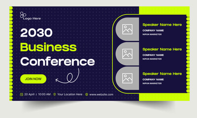 Wall Mural - Digital business yearly conference digital webinar banner template design, online meeting banner design, talk show banner design, editable vector eps 10 file format