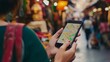 © dongwei - Exploring new destinations traveler navigating with smartphone map in vibrant market environment