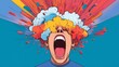 © Sergio - A person expressing intense emotion with vibrant colors exploding from their head, conveying the feeling of mental overload and frustration