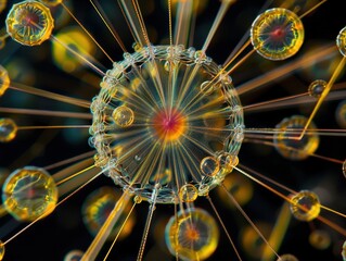 Poster - Close-Up of Colorful Photosynthetic Organisms Observed Under an Optical Microscope Capturing Intricate Structures and Vibrant Colors
