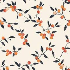Poster - Seamless Minimalist Jujube Pattern with Subtle Organic Touches, Perfect for Fabric Design, Home Decor, and Fashion Textiles, Featuring Warm Earthy Tones