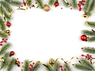 Sticker - Christmas fir on white background