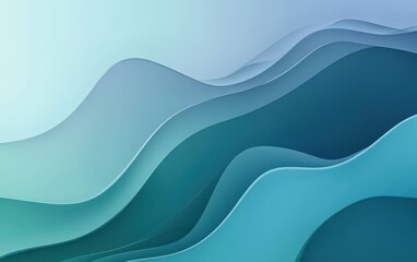 Poster - Abstract Presentation Background Featuring Soft Flowing Waves in Shades of Blue and Green for Modern and Professional Uses in Design and Marketing