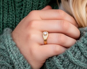 a tender embrace, a symbol of forever couple's engagement photo showcasing a stunning engagement rin