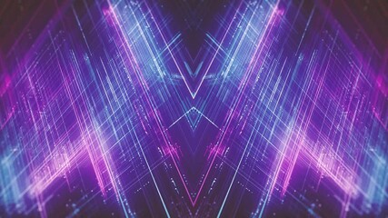 Poster - Advanced 3d Technology Digital Neon Grid/ Animation of an abstract technology background with 3d neon grid structure slowly spinning and depth of field blur