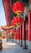 © Fathor - Emphasizing Chinese national folk customs, portraying lion dances, red lanterns and traditional architecture, with bright and striking colors, generative ai