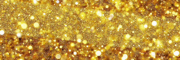 Poster - Shimmering golden bokeh lights sparkling in a festive background