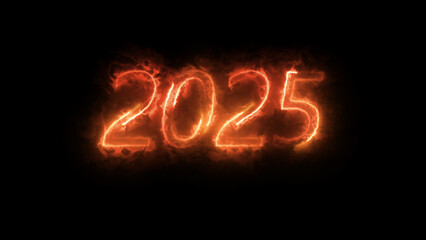 Poster - 2025 year symbol neon symbol. Light color bulbs.national first responders day greeting design. Abstract concept 3d illustration.