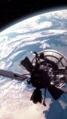 Wall Mural - Vertical Communications Satellite in Planet Earth Orbit