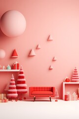 Poster - Minimalistic and bright approach to a Christmas scene mockup AI generated illustration