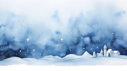 Poster - minimalistic watercolor christmas nativity night scene AI generated illustration