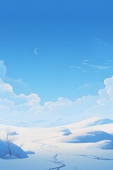 Poster - Minimalistic snowy landscape under a clear winter sky AI generated illustration