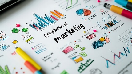 A white paper with Completion of marketing written on white background