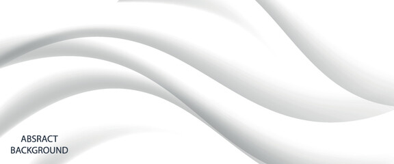 Poster - 3d white geometric abstract background overlap layer on bright space with waves decoration. minimali