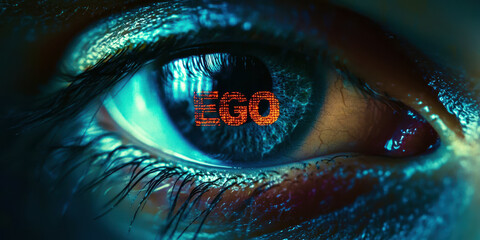 Poster - A close up of a person's eye with the word 