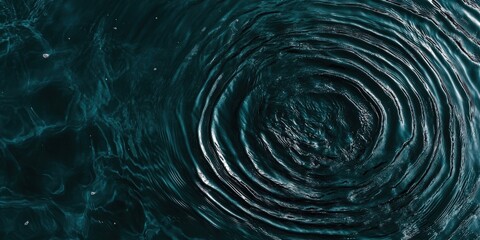 Poster - serene circular ripples on dark water surface captured in close-up, creating a tranquil and calming 