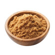 © Kamonwan - A close-up of brown sugar in a wooden bowl on a white background.