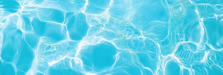 Poster - Tranquil Aquatic Surface with Sunlight Reflections and Soft Ripple Patterns in Crystal Clear Blue Water for Peaceful and Serene Background or Design Use
