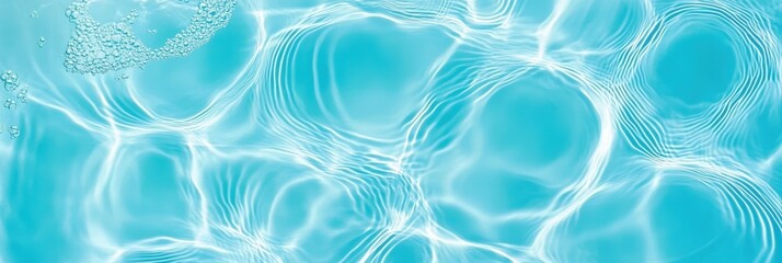 Poster - Underwater Surface Patterns of Clear Aqua Blue Water with Light Reflections and Gentle Ripples Creating a Serene and Calming Atmosphere for Relaxation