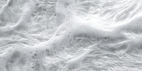 Poster - Close-Up View of White Foam on Water Surface with Gentle Ripples and Textured Patterns Captured in Natural Light for Abstract or Minimalistic Designs