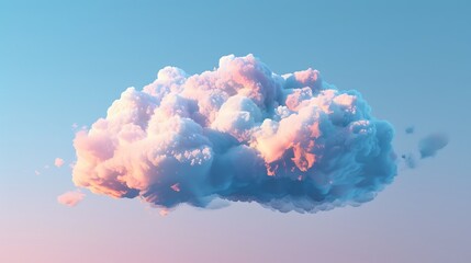 A fluffy cloud gracefully blending into a blue gradient backdrop.