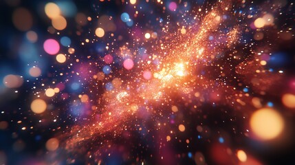Wall Mural - vibrant new year celebration background featuring glittering fireworks, sparkling golden text, and f