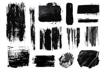 Wall Mural - Collection of Brush Strokes ,Vector Grunge Brushes ,Dirty textures of banners, boxes, frames, Painted objects isolated on white background