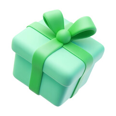 Wall Mural - green gift box with ribbon 3d render icon isolated on transparent background cutout