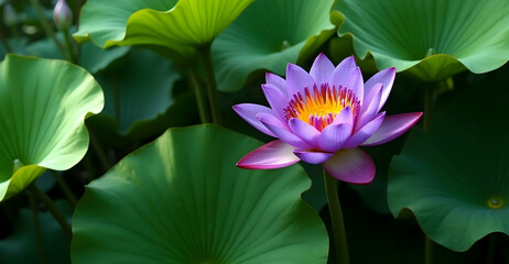 Wall Mural - Blooming lotus flower in tranquil water garden nature close-up serenity