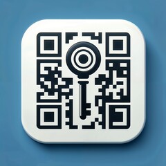 stylish qr code design featuring a key symbol on a modern blue background