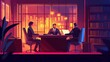 © siyons - Three businessmen in suits sit at a table in a modern office.