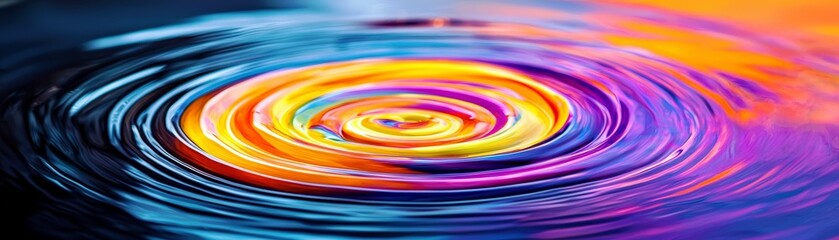 Poster - Vibrant Colorful Swirling Ripples In Water Creating A Mesmerizing Pattern Reflecting Light With Smooth Gradients In A Calming Environment