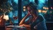 © Kulvarin - Drinking wine at her desk after a long day